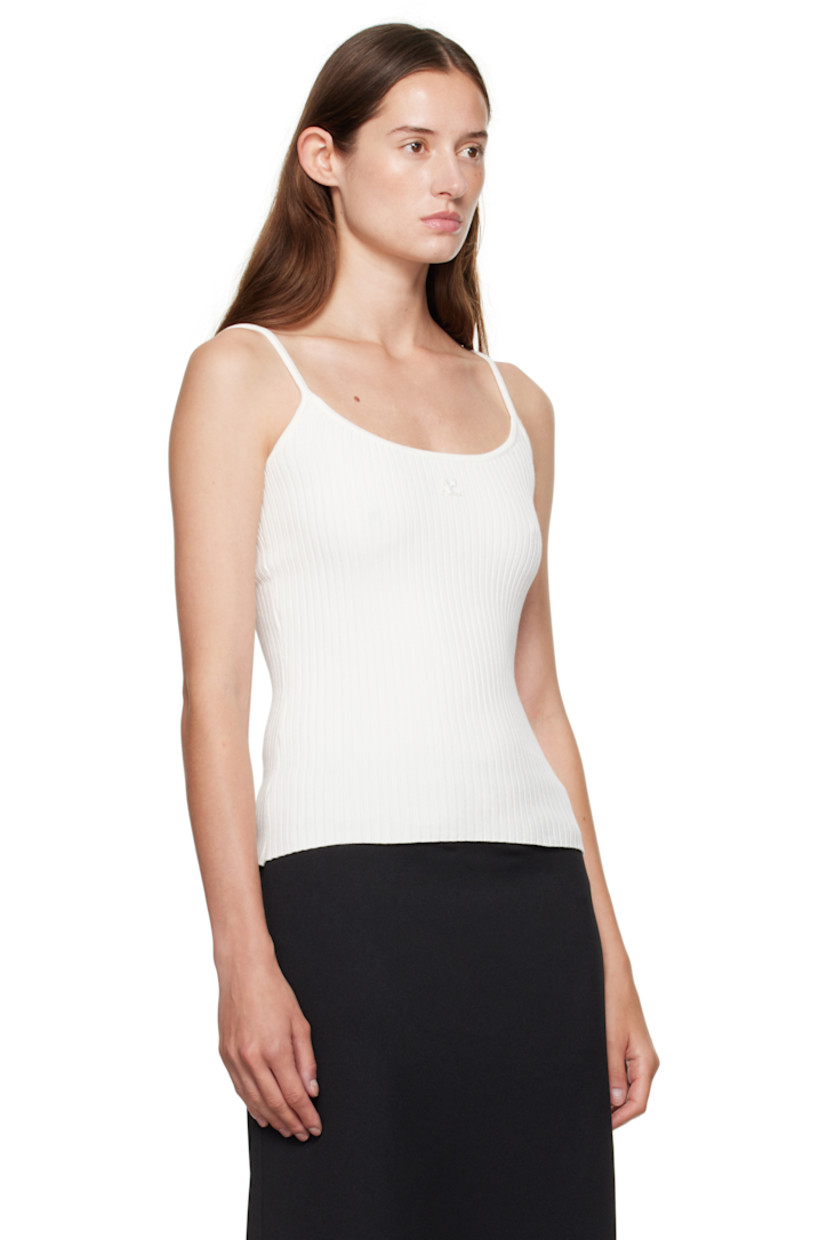 Rib-knit viscose-blend tank top.

· Scoop neck
· Logo embroidered at chest
· Fixed shoulder straps

Part of the Reedition collection.

Supplier color: Heritage white