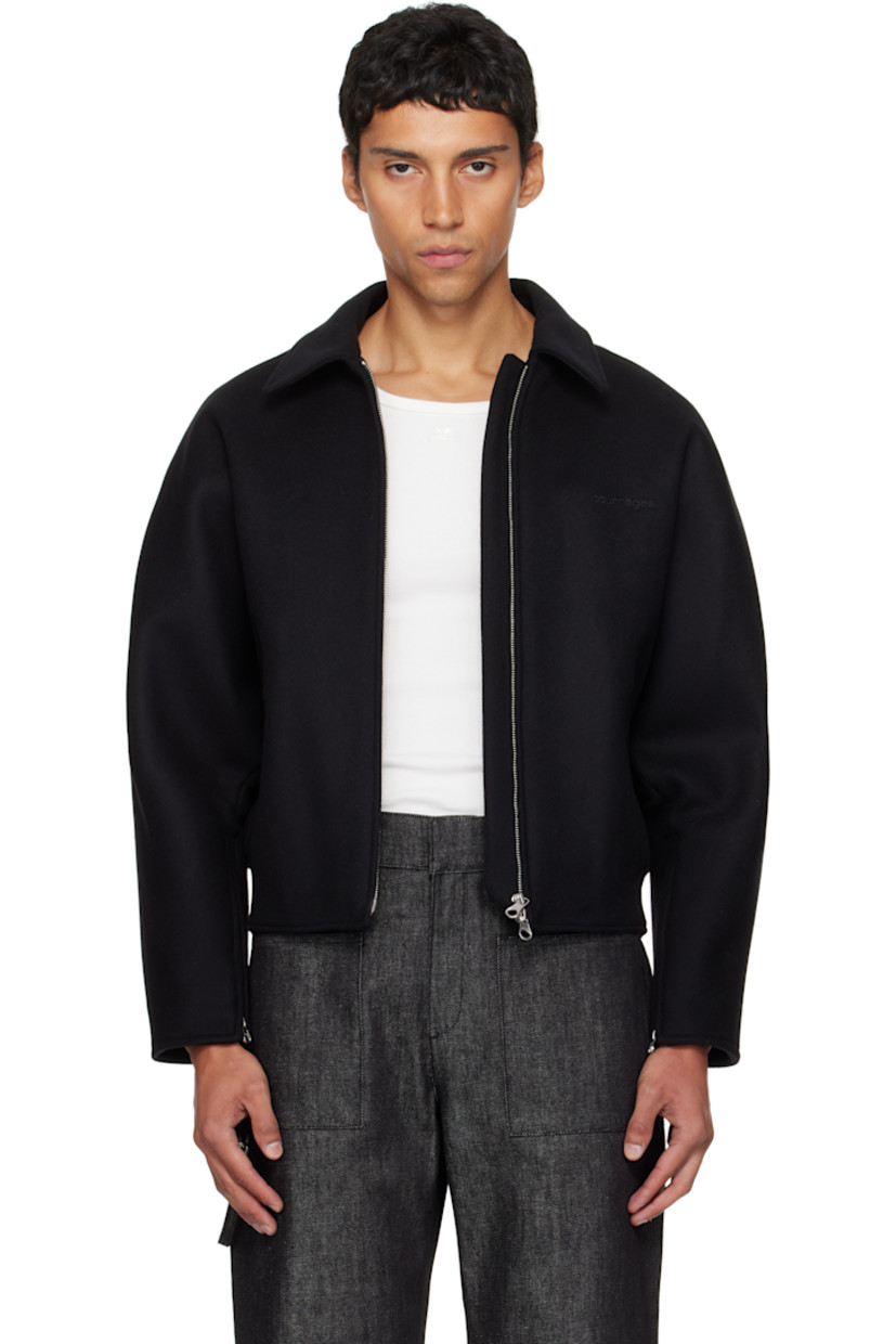 Wool- and silk-blend melton bomber jacket.

· Spread collar
· Two-way zip closure
· Logo embroidered at chest
· Zip pockets at waist
· Dolman sleeves
· Press-stud flap pocket at sleeve
· Zip vent and press-stud tab at cuffs
· Rib-knit back hem
· Welt pocket at interior
· Full quilted satin lining

Supplier color: Black