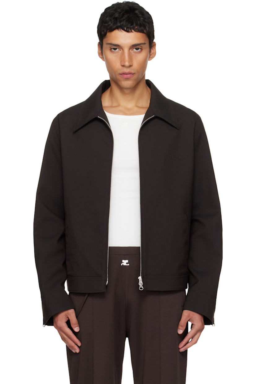 Stretch nylon- and wool-blend twill jacket.

· Spread collar
· Two-way zip closure
· Embroidered logo at chest
· Welt pockets at waist
· Zip vent at cuffs
· Adjustable button tabs at back hem
· Welt pocket at interior
· Full satin lining

Supplier color: Chocolate