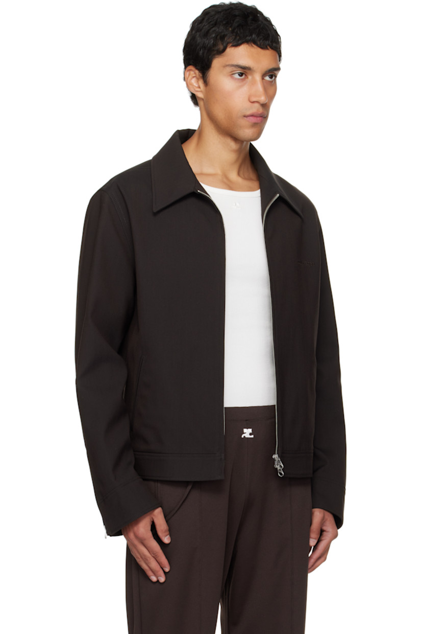 Stretch nylon- and wool-blend twill jacket.

· Spread collar
· Two-way zip closure
· Embroidered logo at chest
· Welt pockets at waist
· Zip vent at cuffs
· Adjustable button tabs at back hem
· Welt pocket at interior
· Full satin lining

Supplier color: Chocolate