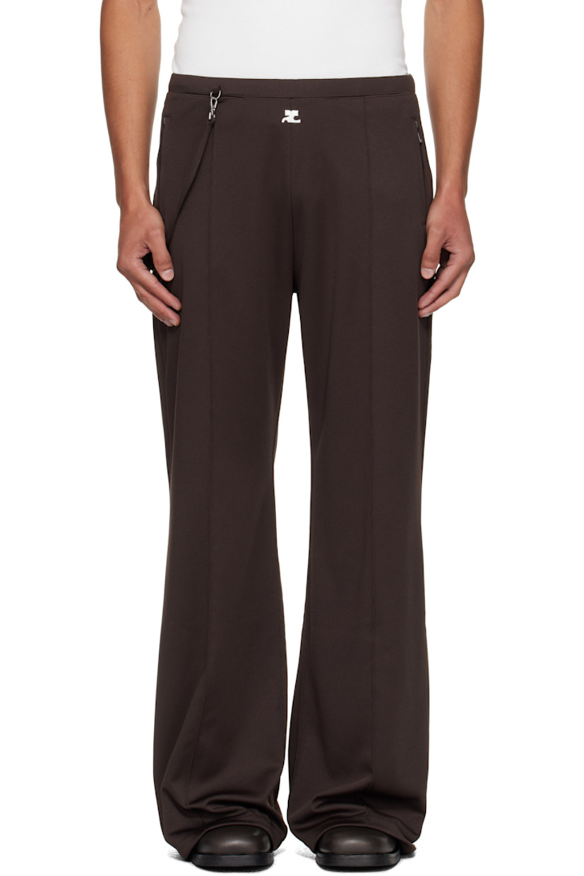 Flared interlock jersey track pants.

· Concealed drawstring at elasticized waistband
· Three-pocket styling
· Embroidered logo patch at front
· Detachable strap at front waist and back pocket
· Pinched seams at legs

Supplier color: Chocolate