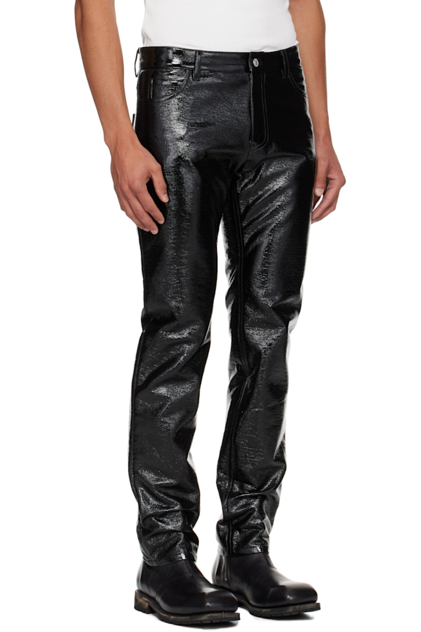Crinkled stretch vinyl trousers.

· Straight-leg
· Low-rise
· Belt loops
· Five-pocket styling
· Zip fly
· Logo embroidered at back pocket
· Full cotton jersey lining

Part of the Reedition collection.

Supplier color: Black