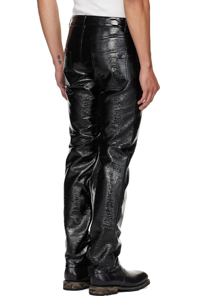 Crinkled stretch vinyl trousers.

· Straight-leg
· Low-rise
· Belt loops
· Five-pocket styling
· Zip fly
· Logo embroidered at back pocket
· Full cotton jersey lining

Part of the Reedition collection.

Supplier color: Black