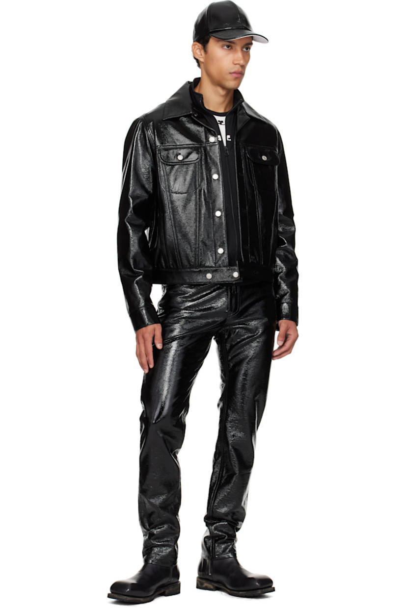 Crinkled stretch vinyl trousers.

· Straight-leg
· Low-rise
· Belt loops
· Five-pocket styling
· Zip fly
· Logo embroidered at back pocket
· Full cotton jersey lining

Part of the Reedition collection.

Supplier color: Black