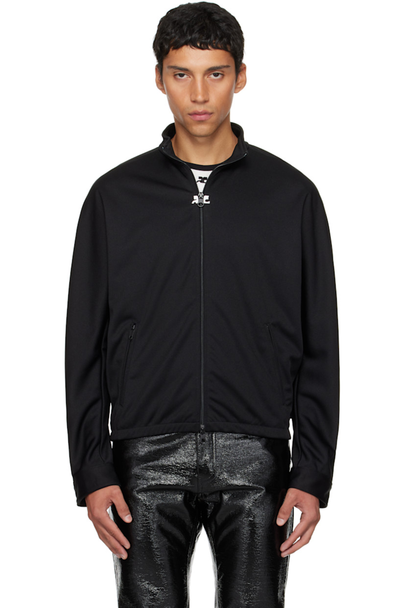 Interlock jersey track jacket.

�· Stand collar
· Two-way zip closure
· Embroidered logo patches at chest
· Zip pockets at waist
· Elasticized hem
· Logo flag at side seam
· Dolman sleeves

Supplier color: Black