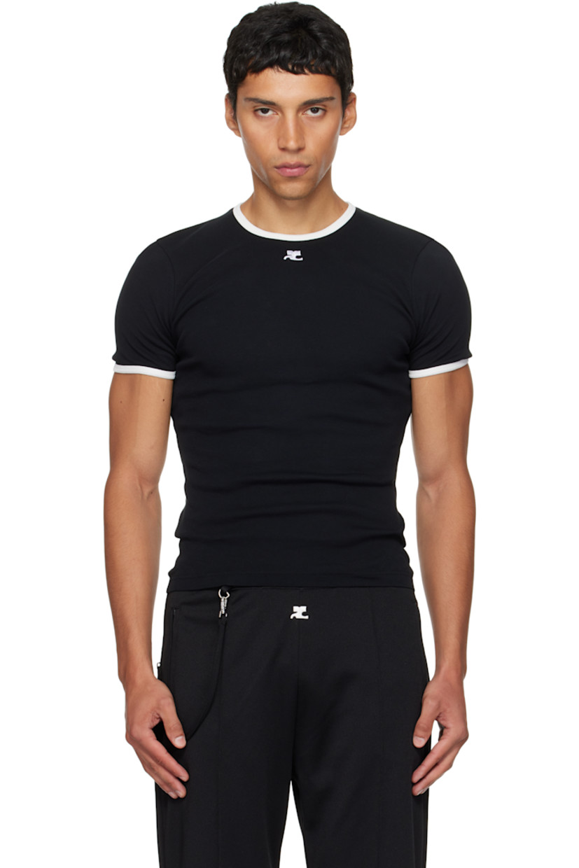 Cotton jersey T-shirt.

· Rib-knit crewneck and cuffs
· Logo embroidered at chest

Supplier color: Black/Heritage white