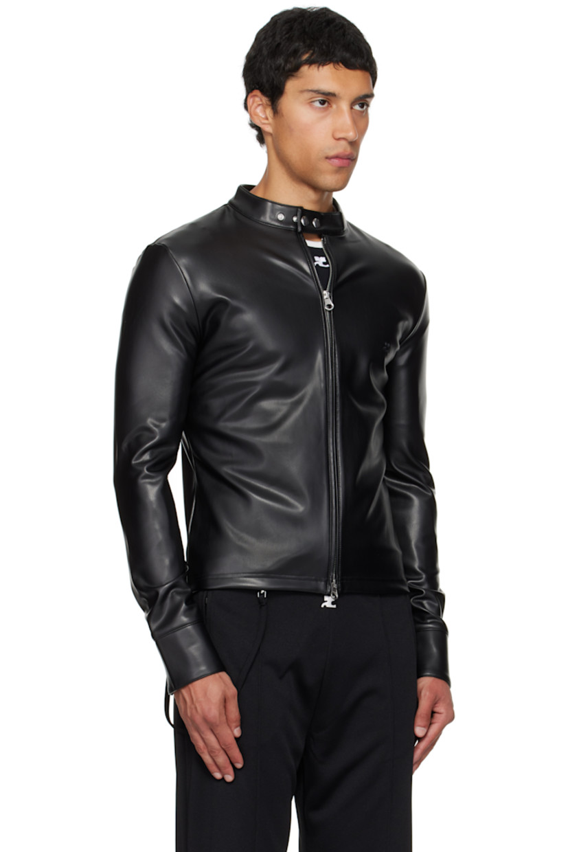 Buffed faux-leather jacket.

· Press-stud fastening at band collar
· Two-way zip closure
· Logo embroidered at chest
· Press-stud barrel cuffs

Supplier color: Black