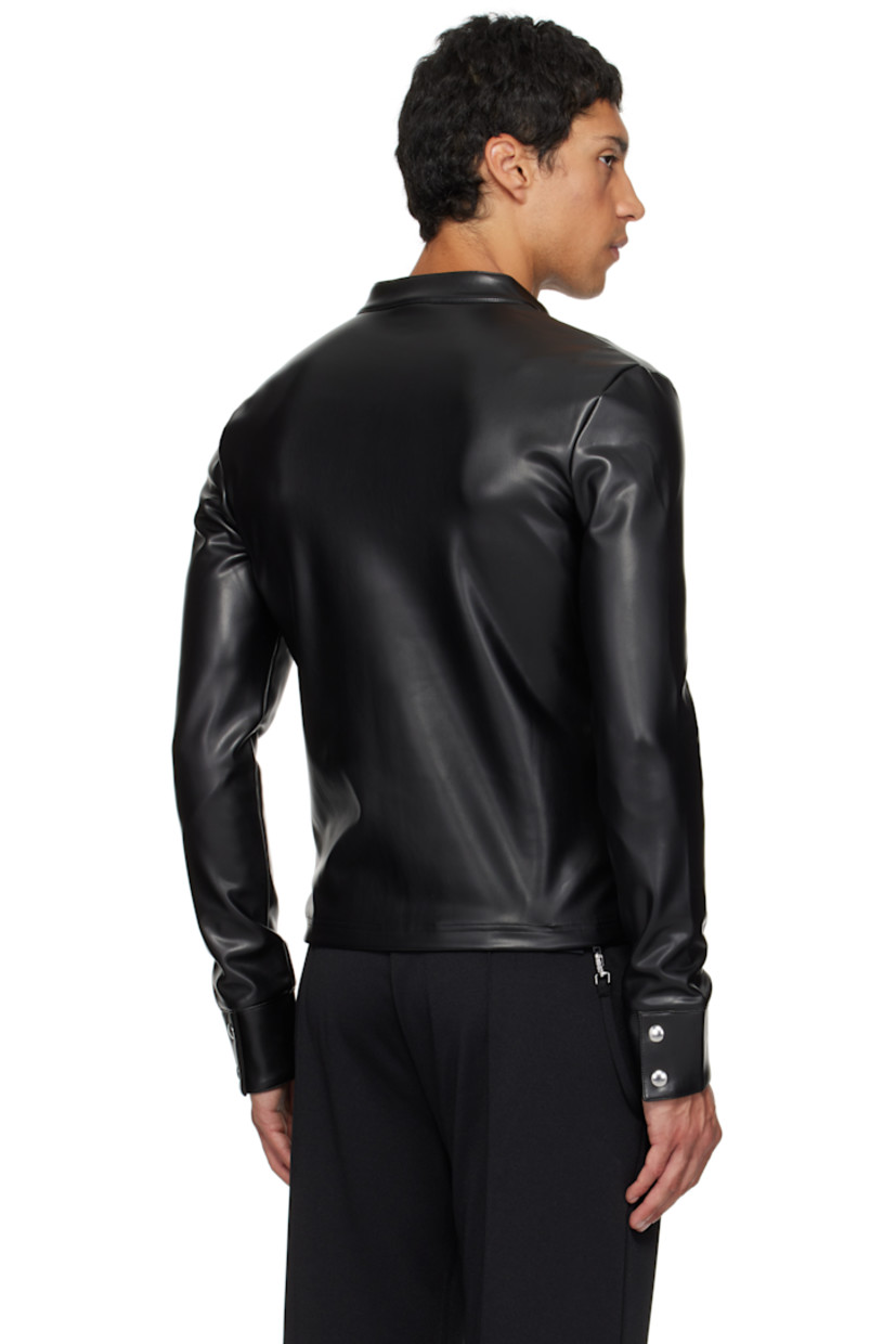 Buffed faux-leather jacket.

· Press-stud fastening at band collar
· Two-way zip closure
· Logo embroidered at chest
· Press-stud barrel cuffs

Supplier color: Black