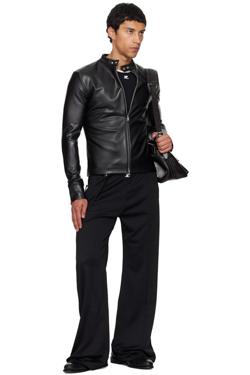 Buffed faux-leather jacket.

· Press-stud fastening at band collar
· Two-way zip closure
· Logo embroidered at chest
· Press-stud barrel cuffs

Supplier color: Black