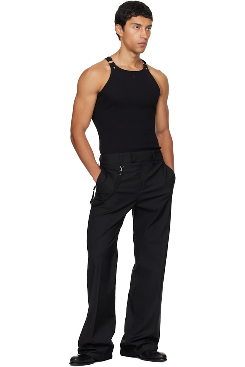 Stretch cotton ribbed jersey tank top.

· Scoop neck
· Logo embroidered at chest
· Round hem
· Rivet and O-ring at fixed shoulder straps

Supplier color: Black