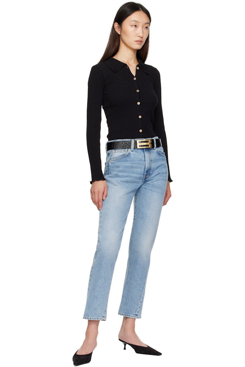 Polished croc-embossed calfskin belt.

· Logo hardware at post-stud buckle
· Gold-tone hardware
· W1.5"

Supplier color: Black