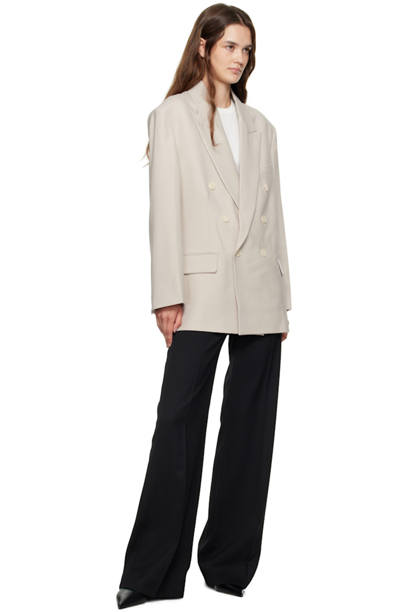 Virgin wool-blend grain de poudre trousers.

· Flared leg
· High-rise
· Belt loops
· Four-pocket styling
· Zip fly 
· Creased legs 

Supplier color: Black