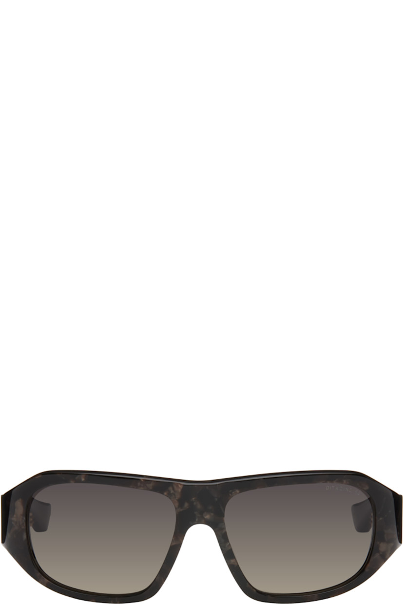 Handcrafted square tortoiseshell acetate-frame sunglasses in tones of brown.

· Anti-reflective gray lenses
· 100% UVA/UVB protection 
· Logo etched at lens
· Integrated nose pads
· Logo plaque at temples
· Inset logo hardware at temple tip
· Includes case
· Size: 56.16 123

Supplier color: Desert abalone/Champagne