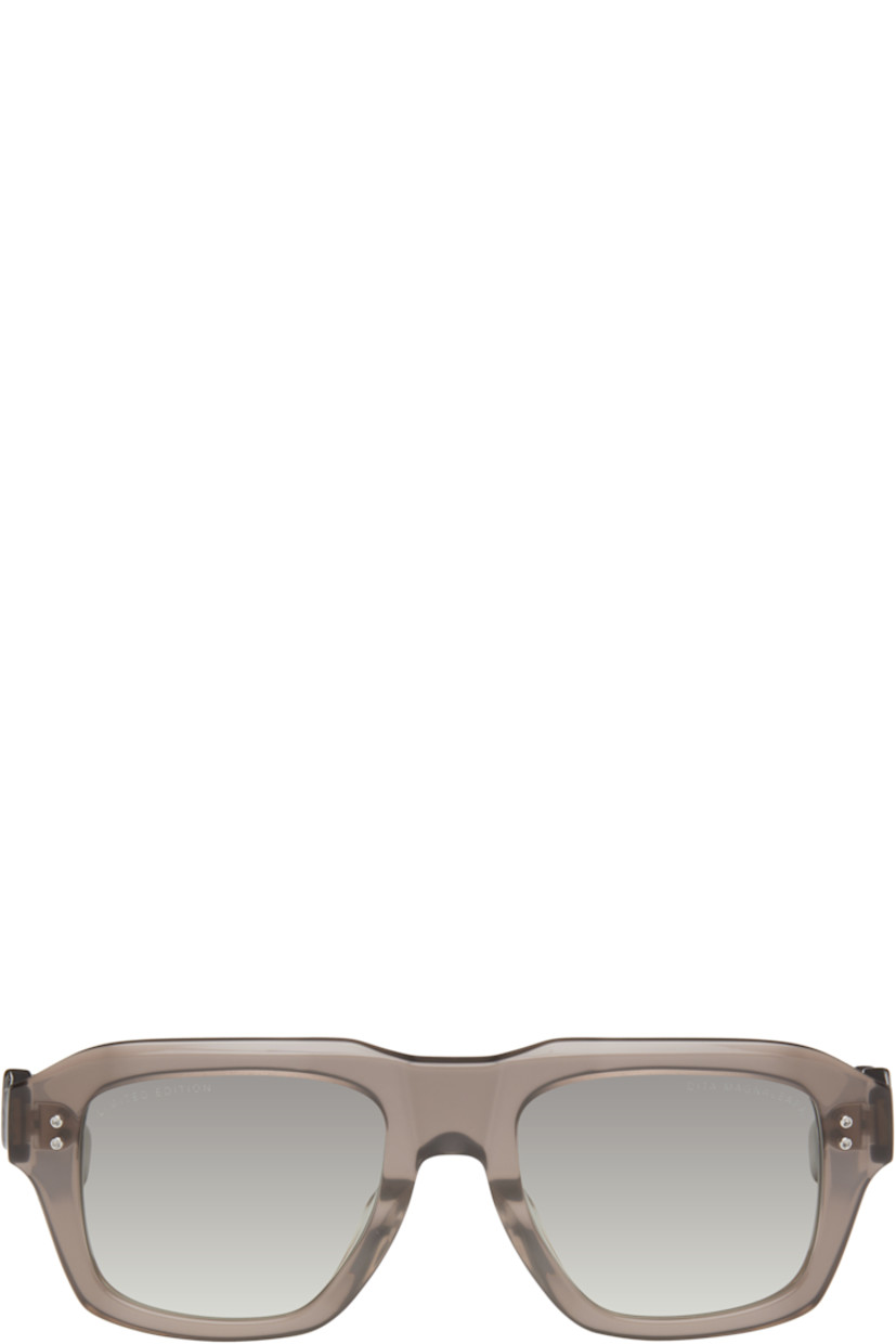 Square transparent acetate-frame sunglasses in gray.

· Handcrafted
· Anti-reflective gray lenses
· 100% UVA/UVB protection
· Logo and text etched at lenses
· Integrated nose pads
· Exposed core wires
· Inset logo hardware at temple tip
· Silver-tone hardware 
· Includes case 
· Size: 53.21 150

This item is part of a limited run of 250.

Supplier color: Vintage grey crystal