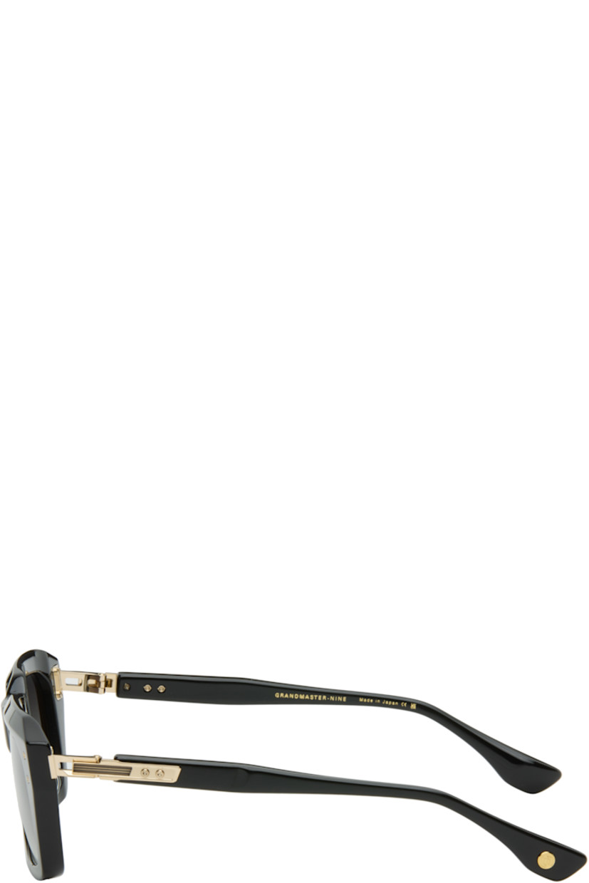 Handcrafted square titanium- and acetate-frame sunglasses. 

· Anti-reflective CR-39 gray lenses 
· 100% UVA/UVB protection 
· Logo etched at lens
· Integrated nose pads
· Rivets at face and temples
· Fluted detailing at temples
· Inset logo at temple tip
· Includes case
· Size: 54.20 145

Supplier color: Black/White gold