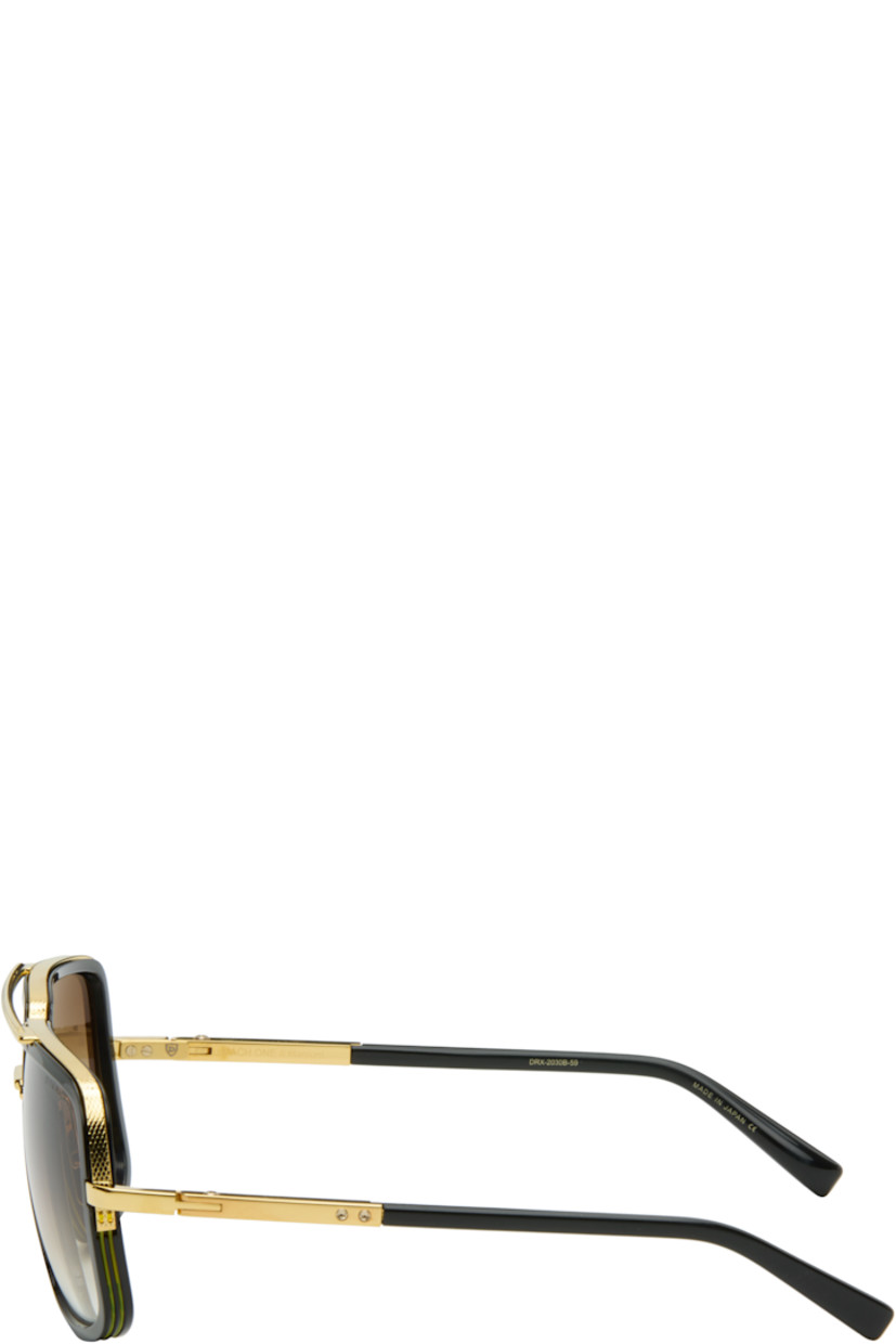 Handcrafted aviator-style titanium- and acetate-frame sunglasses.

· Anti-reflective CR-39 brown lenses
· Logo etched at lens
· 100% UVA/UVB protection
· Top bar
· Adjustable titanium nose pads
· Includes case
· Size: 59.17 127

Supplier color: Black/Yellow gold