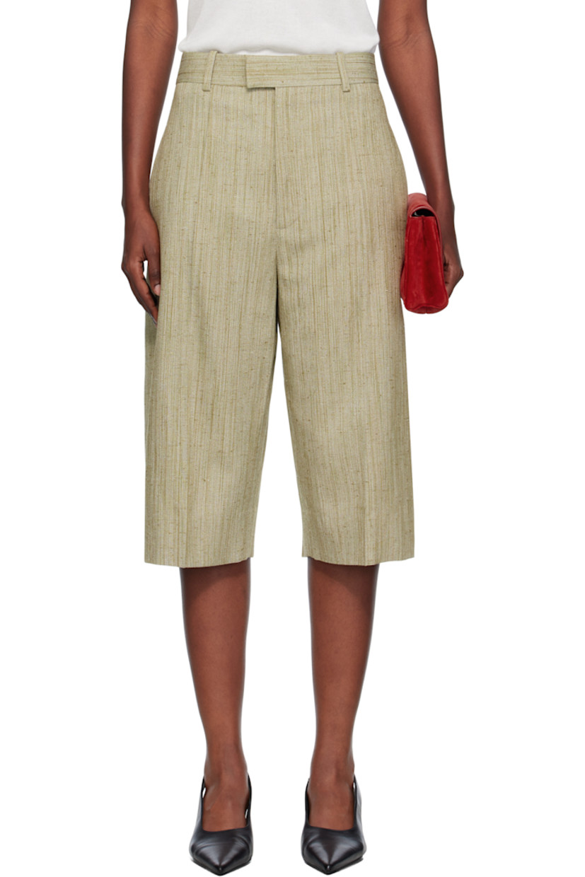 Slub viscose- and silk-blend canvas shorts.

· Straight-leg
· Belt loops
· Three-pocket styling
· Zip fly
· Creased legs

Supplier color: Algae