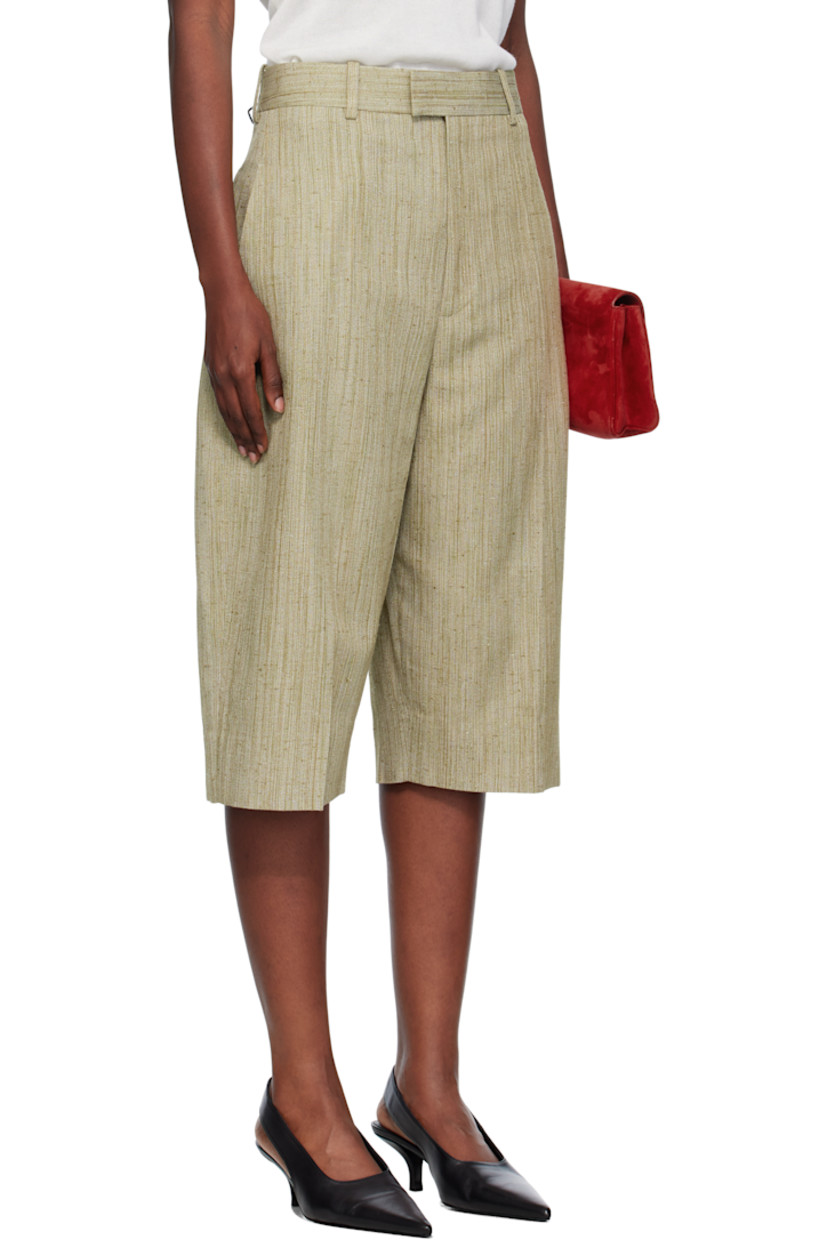 Slub viscose- and silk-blend canvas shorts.

· Straight-leg
· Belt loops
· Three-pocket styling
· Zip fly
· Creased legs

Supplier color: Algae