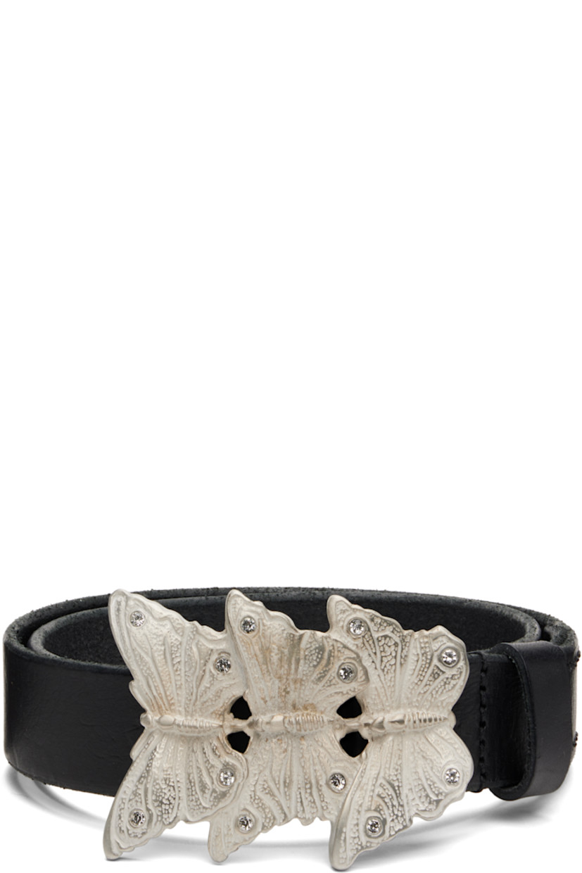 Buffed leather belt.

· Graphic post-stud buckle with crystals
· W1"

Supplier color: Oily black leather