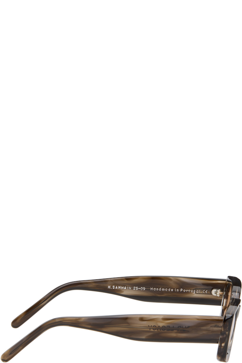Handcrafted rectangular Mazzucchelli tortoiseshell acetate-frame sunglasses. 

· Semi-sheer
· Integrated nose pads
· Orange-tinted Carl Zeiss lenses, cat. 1
· Core wire at temples
· Hinged leather case included

Supplier color: Sewer Surfer