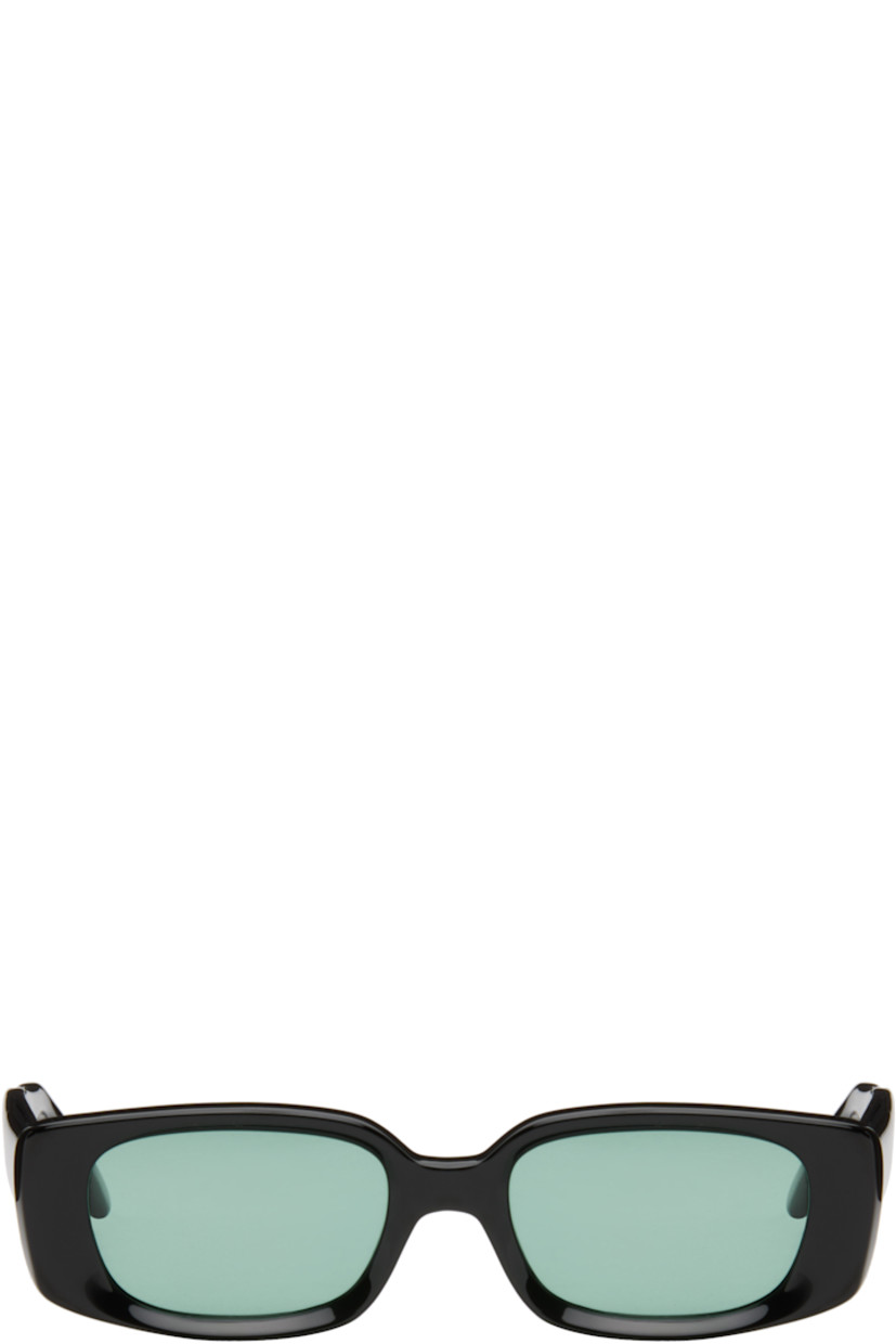 Handcrafted rectangular Mazzucchelli acetate-frame sunglasses.

· Integrated nose pads
· Green-tinted Carl Zeiss lenses, cat. 1
· Integrated nose pads
· Hinged leather case included

Supplier color: Infinite Black