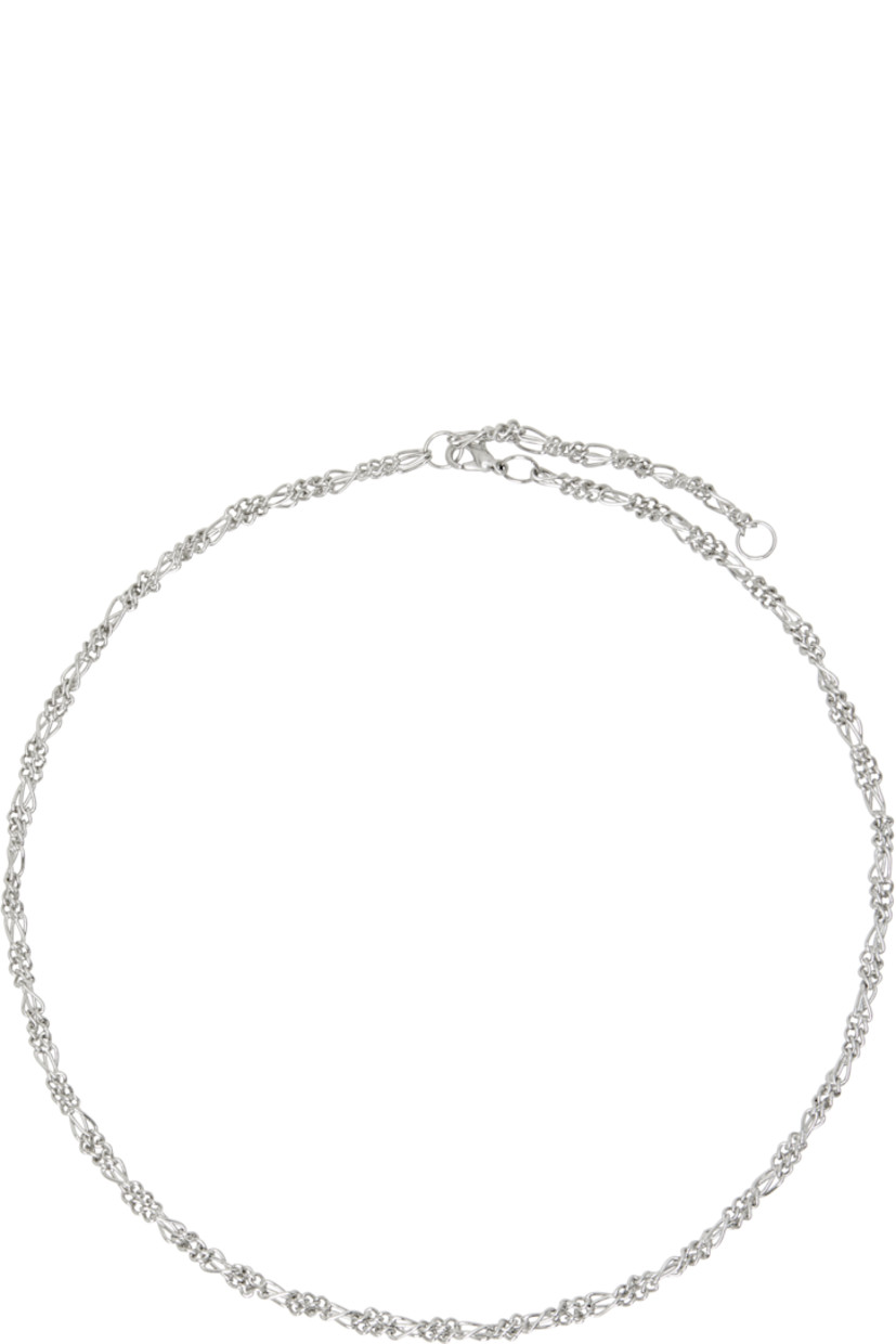 Modified figaro chain necklace in silver-tone brass.

· Adjustable lobster-clasp fastening 
· L18"

Supplier color: Surgical brass