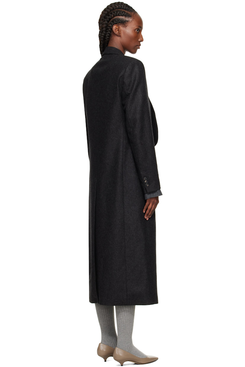 Virgin wool-blend melton coat. 

· Water-repellent 
· Shawl lapel 
· Button closure
· Welt pockets at front 
· Buttoned surgeon's cuffs
· Central vent at back hem
· Welt pocket at interior 
· Full satin lining 

Supplier color: Granite water repellent