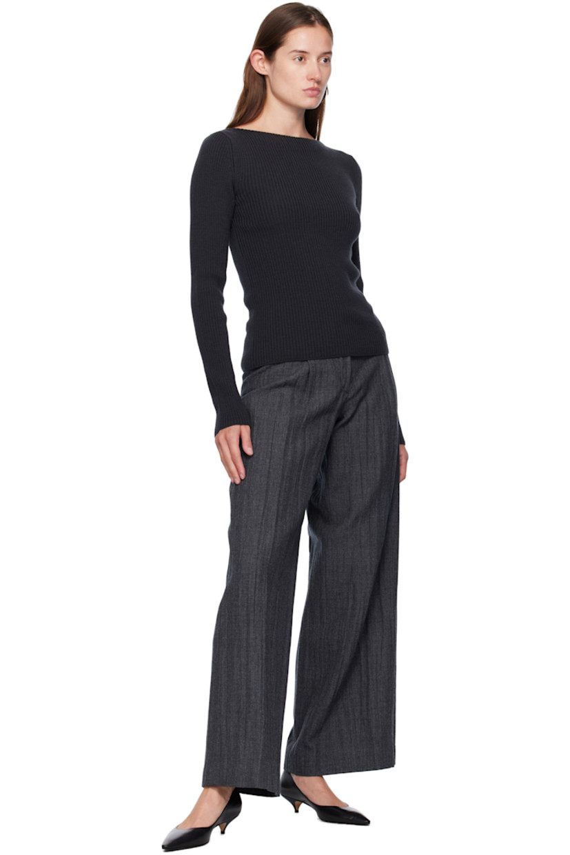 Crinkled plain-woven virgin wool trousers.

· Wide-leg 
· Zip fly 
· Pleats at front 

Supplier color: Stone grey plisse wool