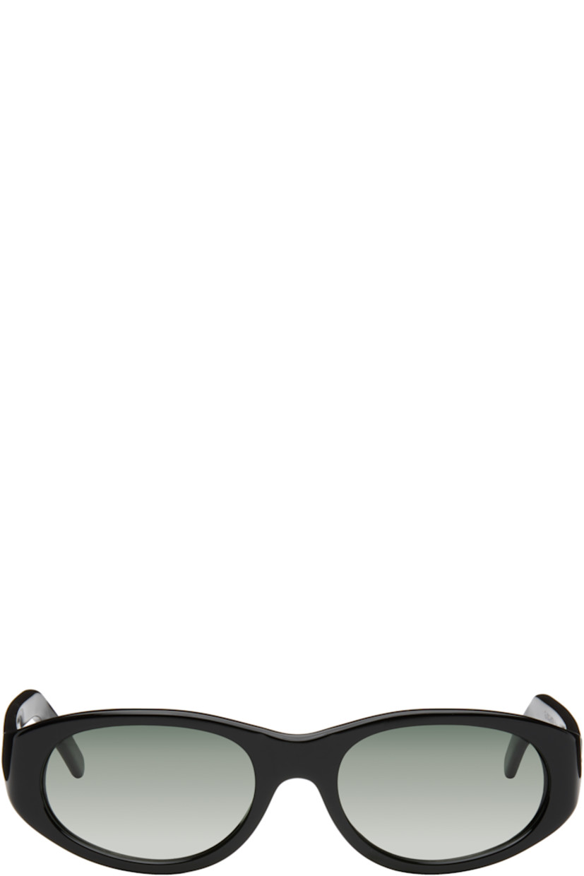 Handcrafted oval Mazzucchelli acetate-frame sunglasses.

· Gradient black Carl Zeiss lenses, cat. 3
· Hinged leather case included

Supplier color: Infinite Black