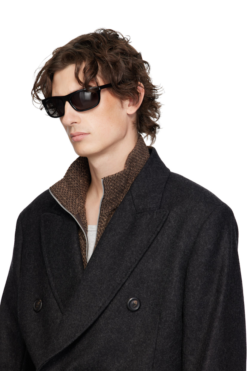 Handcrafted rectangular Mazzucchelli acetate-frame sunglasses.

· Black Carl Zeiss lenses, cat. 3
· Hinged leather case included

Supplier color: Infinite Black