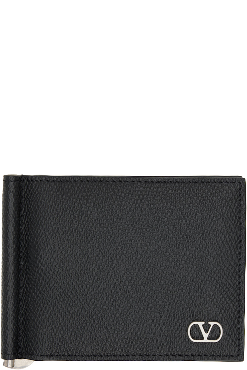 Pebble-grained calfskin bifold wallet. 

· Logo hardware at face
· Six card slots and money clip at interior 
· Silver-tone hardware
· H3.5" x W4.25" x D0.5"

Supplier color: Nero