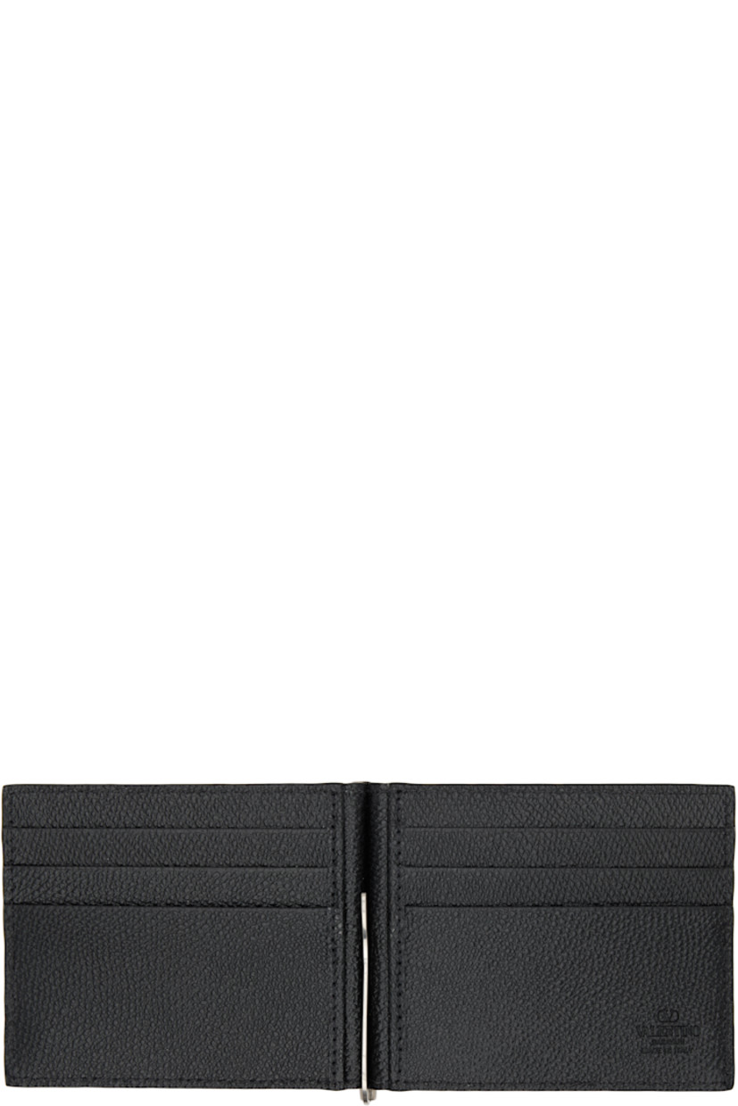Pebble-grained calfskin bifold wallet. 

· Logo hardware at face
· Six card slots and money clip at interior 
· Silver-tone hardware
· H3.5" x W4.25" x D0.5"

Supplier color: Nero