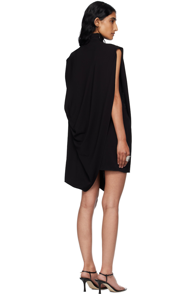 Stretch viscose jersey minidress.

· Asymmetrical, layered, and draped construction
· Mock neck
· Gathering and logo hardware at shoulder
· Zip closure at back

Supplier color: Black