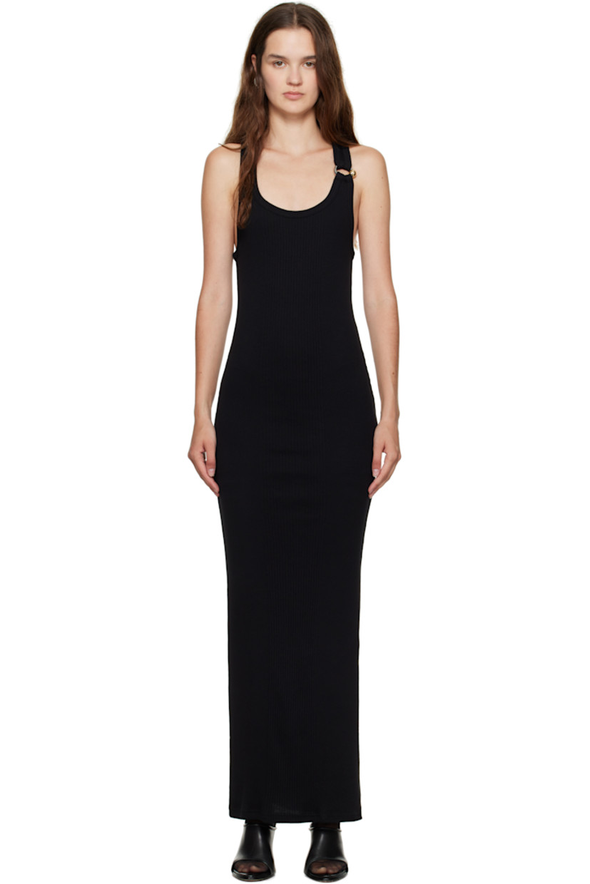 Rib-knit cotton maxi dress.

· Scoop neck
· Logo hardware at shoulder strap
· Racer back
· Locker loop at back collar 

Supplier color: Black
