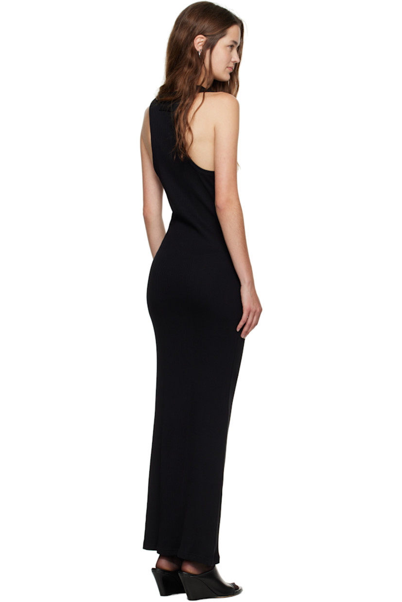 Rib-knit cotton maxi dress.

· Scoop neck
· Logo hardware at shoulder strap
· Racer back
· Locker loop at back collar 

Supplier color: Black