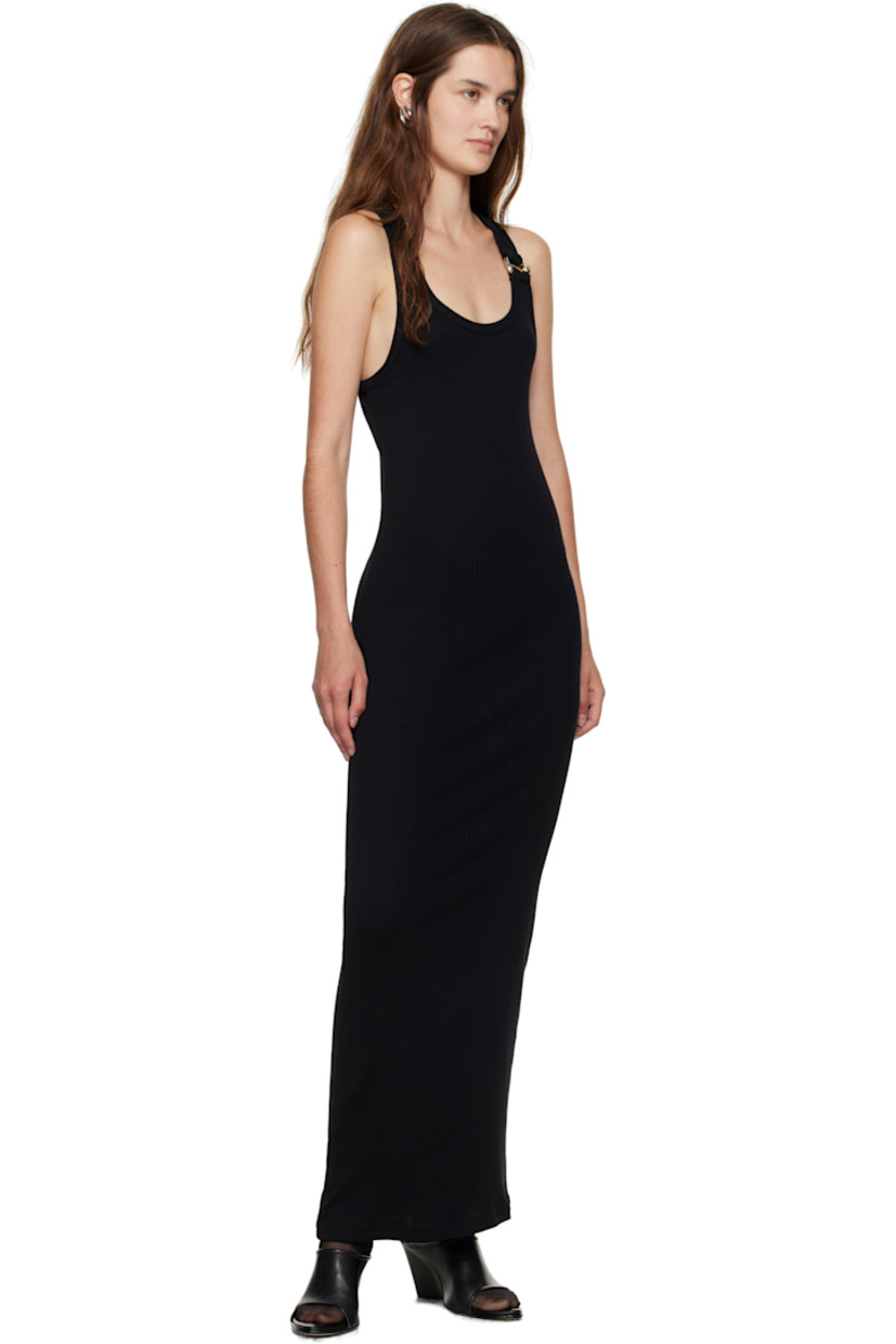 Rib-knit cotton maxi dress.

· Scoop neck
· Logo hardware at shoulder strap
· Racer back
· Locker loop at back collar 

Supplier color: Black