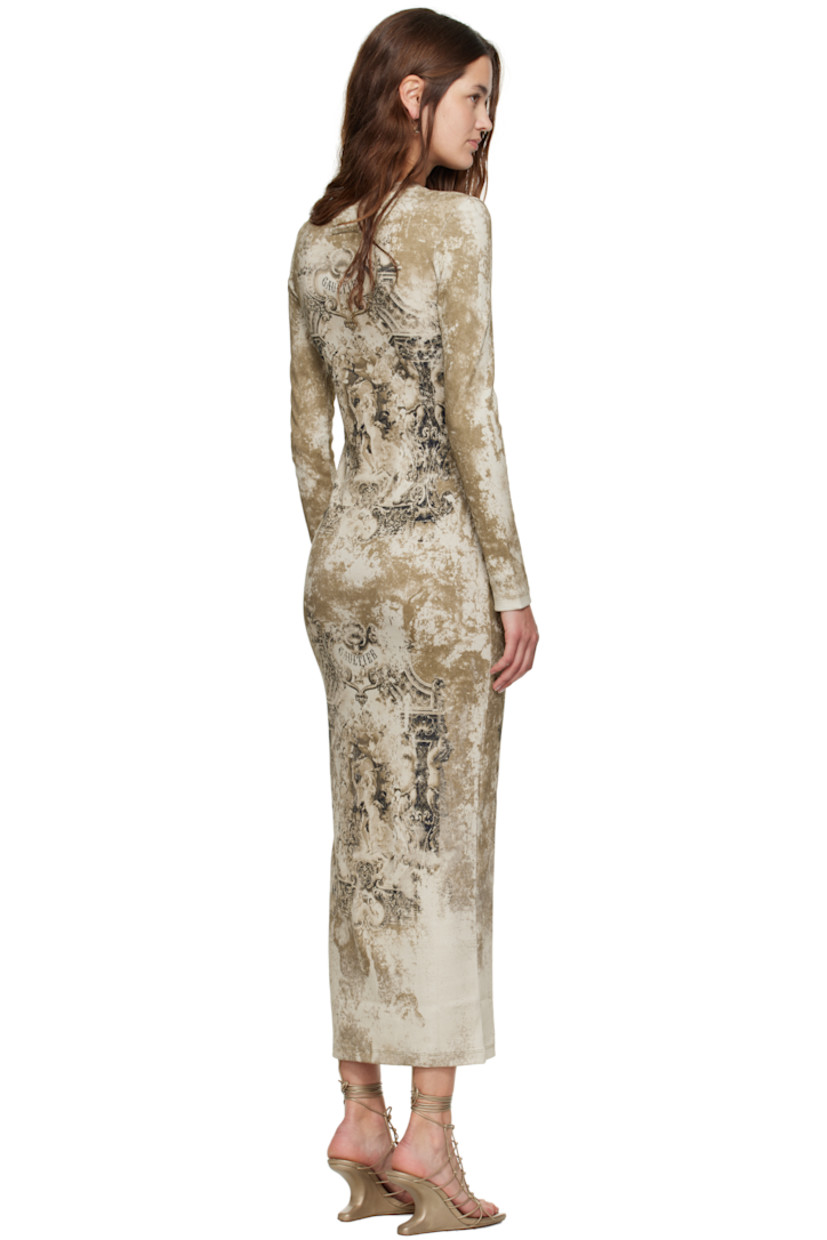 Rib-knit stretch cotton maxi dress.

· Graphic pattern printed throughout
· Crewneck
· Logo printed at chest and back
· Locker loop at back collar

Supplier color: Beige