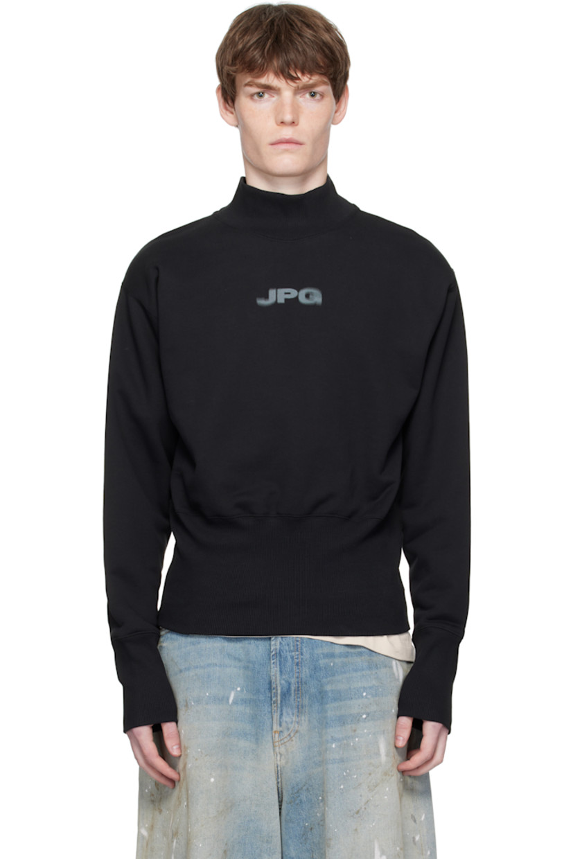 Cropped cotton jersey sweatshirt.

· Rib-knit mock neck, hem, and cuffs
· Logo printed at chest
· Locker loop at back collar

Supplier color: Black/Dark grey