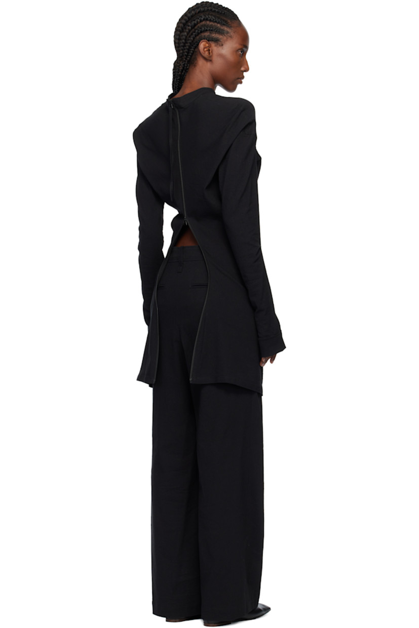 Stretch paper- and cotton-blend canvas minidress.

· Band collar
· Button closure
· Pleat and patch pocket at chest
· Draping at waist
· Seam pockets
· Thumbhole at foldover cuffs
· Zip closure at back

Supplier color: Black