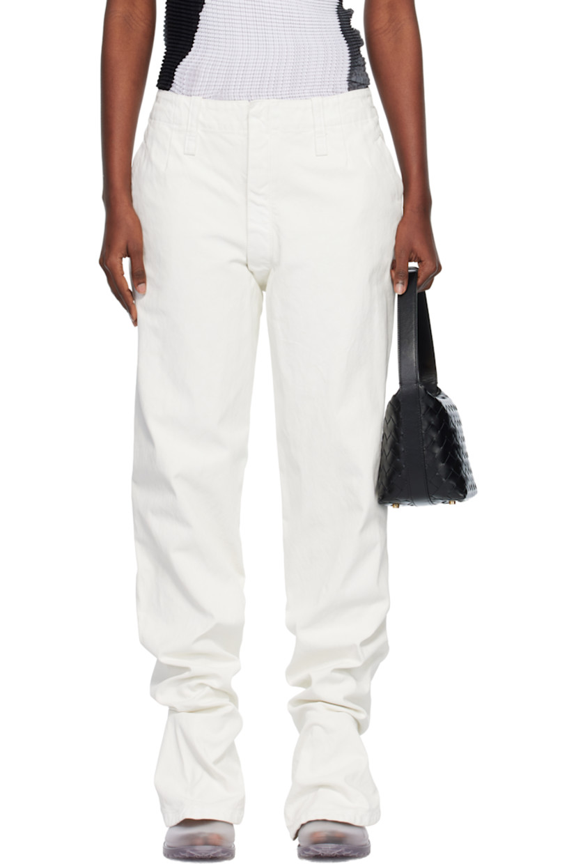 Coated non-stretch denim jeans.

· Belt loops
· Four-pocket styling
· Zip fly
· Zip closure at back

Supplier color: White