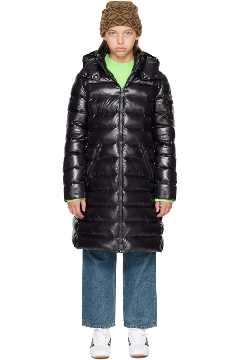 Down-filled and quilted nylon laqué coat. 

· DIST-certified down
· Detachable hood at stand collar
· Zip closure
· Zip pockets at front
· Flap pocket and felted logo patch at sleeve
· Fully lined

Supplier color: Black

Model measures 55" / 139.7 cm tall and wears size 12Y.

Moncler Enfant Size: child's height
8Y: 51.2" / 130 cm 
10Y: 55.2" / 140 cm 
12Y: 59.8" / 152 cm 
14Y: 64.6" / 164 cm