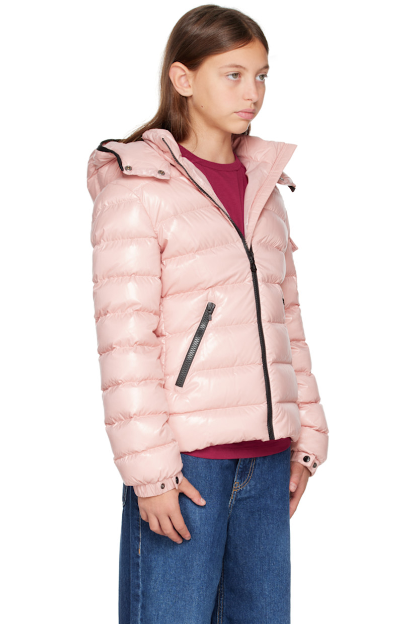 Down-filled and quilted nylon laqué jacket.

· DIST-certified down
· Detachable hood at stand collar
· Zip closure
· Zip pockets at front
· Flap pocket and felted logo patch at sleeve
· Adjustable press-stud fastening at elasticized cuffs
· Fully lined

Supplier color: Light pink

Model measures 55" / 139.7 cm tall and wears size 12Y.

Moncler Enfant Size: child's height
8Y: 51.2" / 130 cm 
10Y: 55.2" / 140 cm 
12Y: 59.8" / 152 cm 
14Y: 64.6" / 164 cm