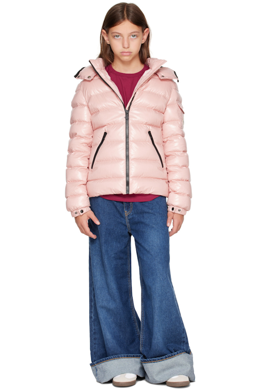 Down-filled and quilted nylon laqué jacket.

· DIST-certified down
· Detachable hood at stand collar
· Zip closure
· Zip pockets at front
· Flap pocket and felted logo patch at sleeve
· Adjustable press-stud fastening at elasticized cuffs
· Fully lined

Supplier color: Light pink

Model measures 55" / 139.7 cm tall and wears size 12Y.

Moncler Enfant Size: child's height
8Y: 51.2" / 130 cm 
10Y: 55.2" / 140 cm 
12Y: 59.8" / 152 cm 
14Y: 64.6" / 164 cm