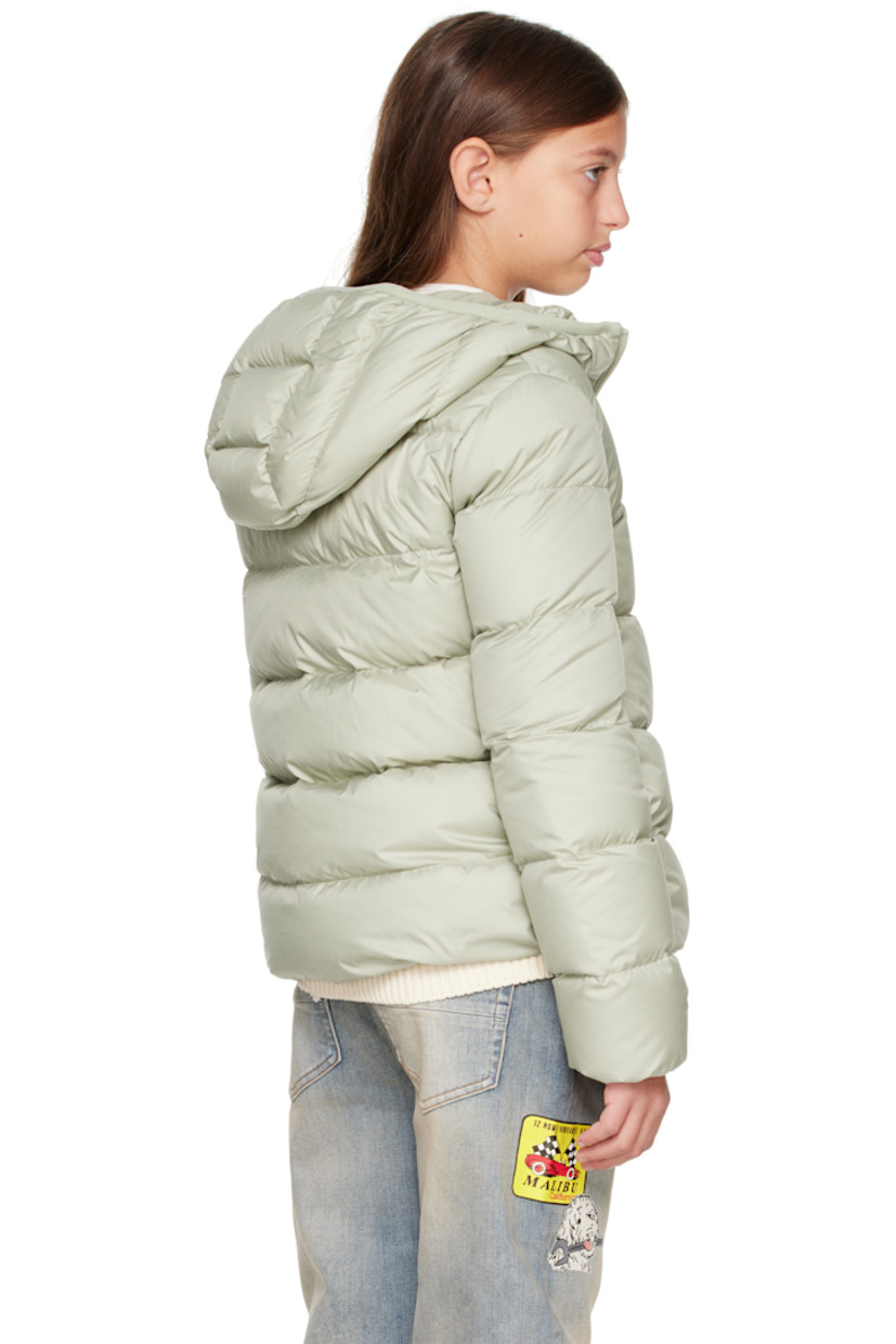 Down-filled and quilted recycled polyester satin jacket.

· DIST-certified down
· Logo-bonded elasticized trim at hood
· Stand collar
· Zip closure
· Seam pockets 
· Felted logo patch at sleeve
· Elasticized cuffs
· Fully lined

Supplier color: Light green

Model measures 55" / 139.7 cm tall and wears size 12Y.

Moncler Enfant Size: child's height
8Y: 51.2" / 130 cm 
10Y: 55.2" / 140 cm 
12Y: 59.8" / 152 cm 
14Y: 64.6" / 164 cm