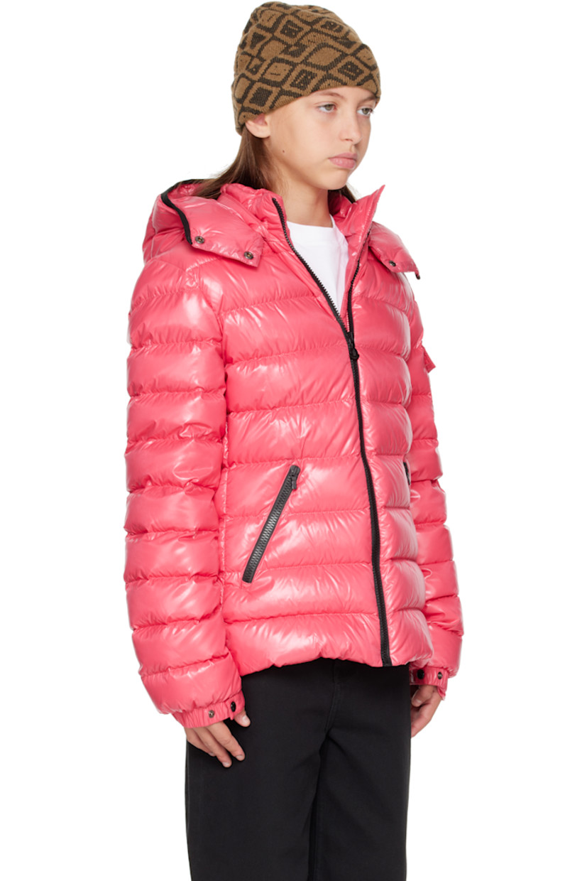 Down-filled and quilted nylon laqué jacket.

· DIST-certified down
· Detachable hood at stand collar
· Zip closure
· Zip pockets at front
· Flap pocket and felted logo patch at sleeve
· Adjustable press-stud fastening at elasticized cuffs
· Fully lined

Supplier color: Dark pink

Model measures 55" / 139.7 cm tall and wears size 12Y.

Moncler Enfant Size: child's height
8Y: 51.2" / 130 cm 
10Y: 55.2" / 140 cm 
12Y: 59.8" / 152 cm 
14Y: 64.6" / 164 cm