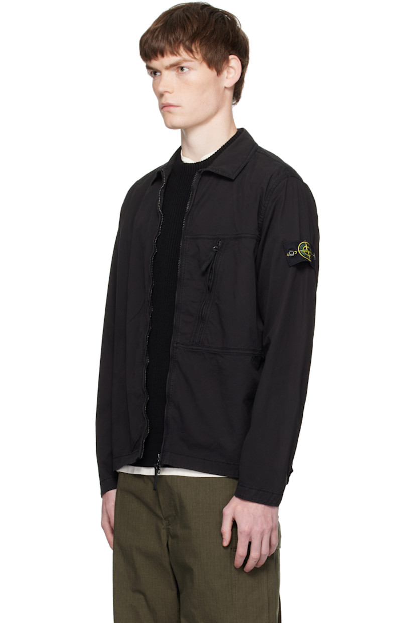 Stretch cotton twill jacket.

· Fading throughout
· Spread collar
· Zip closure
· Zip pocket at front
· Detachable felted logo patch at sleeve
· Press-stud fastening at cuffs

Supplier color: Black