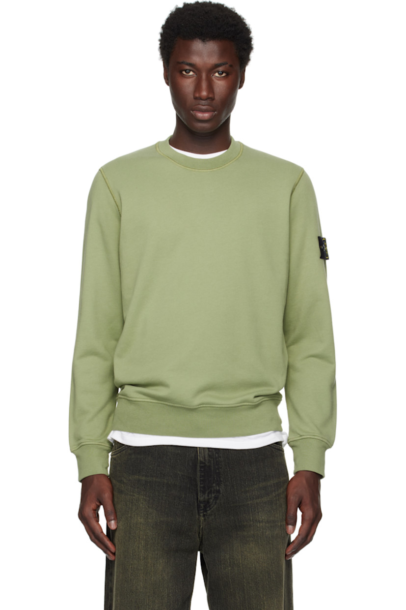 Garment-dyed organic cotton French terry sweatshirt.

· Rib-knit crewneck, cuffs, and hem
· Detachable felted logo patch at sleeve

Supplier color: Sage Green
