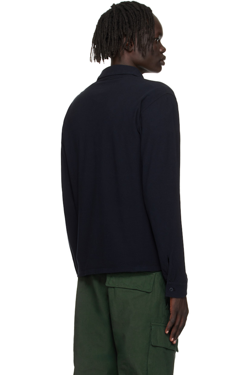 Cotton jersey polo.

· Garment-dyed
· Spread collar 
· Two-button placket 
· Embroidered logo patch at chest
· Buttoned barrel cuffs

Part of the Ghost collection.

Supplier color: Navy blue
