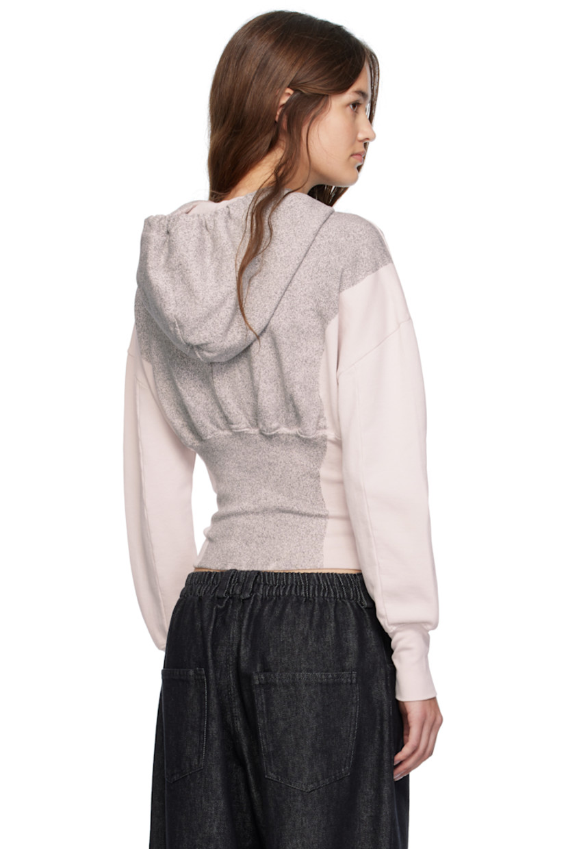 Brushed French terry hoodie. 

· Garment-dyed 
· Drawstring at hood
· Two-way zip closure
· Rib-knit bodice and cuffs
· Bonded logo at shoulder 
· Dropped shoulders

Supplier color: Powder