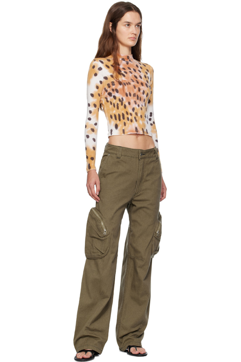Cotton jersey turtleneck.

· Garment-washed 
· Leopard pattern and raw edges throughout 
· Logo printed at front hem 
· Central seam at back

Supplier color: Cheetah
